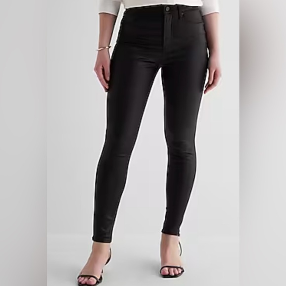 Express Mid Rise Coated Skinny Jeans - Picture 1 of 4